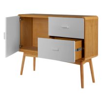 Maloga Wooden Sideboard With 1 Door 2 Drawers In White And Oak