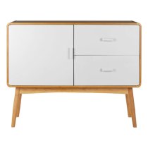 Maloga Wooden Sideboard With 1 Door 2 Drawers In White And Oak