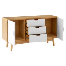 Maloga Wooden Sideboard With 2 Doors 3 Drawers In White And Oak