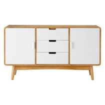 Maloga Wooden Sideboard With 2 Doors 3 Drawers In White And Oak