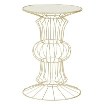 Xuange White Mirrored Glass Side Table With Light Gold Frame