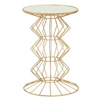 Xuange Round White Mirrored Glass Side Table With Gold Frame