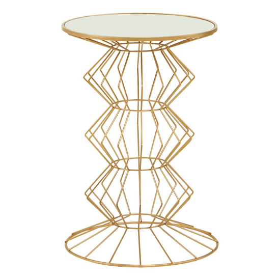 Xuange Round White Mirrored Glass Side Table With Gold Frame