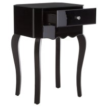 Orca Mirrored Glass Side Table With 1 Drawer In Black