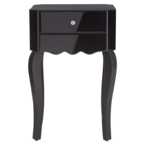 Orca Mirrored Glass Side Table With 1 Drawer In Black