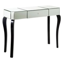 Orca Mirrored Glass Console Table With Black Wooden Legs