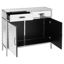 Rivota Mirrored Glass Sideboard With 2 Door 2 Drawer In Silver