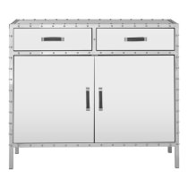 Rivota Mirrored Glass Sideboard With 2 Door 2 Drawer In Silver