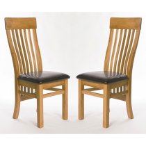 Hampshire Oak Slat Back Dining Chairs In A Pair