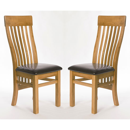 Hampshire Oak Slat Back Dining Chairs In A Pair