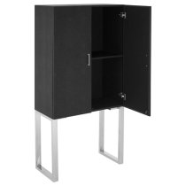 Pasico Faux Shark Skin Leather Small Storage Cabinet In Black