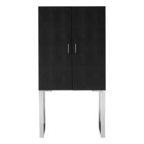 Pasico Faux Shark Skin Leather Small Storage Cabinet In Black