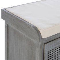 Heritox Wooden 3 Drawers Hallway Storage Bench In Slate Grey