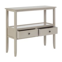 Heritox Wooden 2 Drawers Console Table In Grey