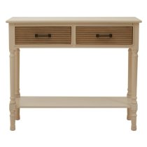 Heritox Wooden 2 Drawers Console Table In Pearl White