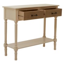 Heritox Wooden 2 Drawers Console Table In Pearl White