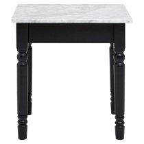 Henova White Marble Side Table With Black Wooden Frame