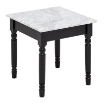 Henova White Marble Side Table With Black Wooden Frame