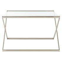 Romelo Square Clear Glass Coffee Table With Satin Nickel Frame