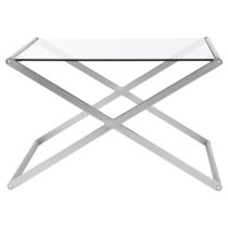 Romelo Square Clear Glass Coffee Table With Satin Nickel Frame