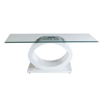 Amelia Clear Glass Top Coffee Table With White High Gloss Base