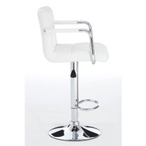 Stocam White Faux Leather Bar Chairs With Chrome Base In A Pair