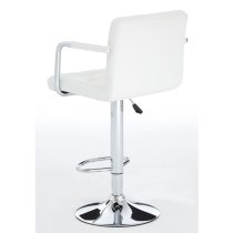 Stocam White Faux Leather Bar Chairs With Chrome Base In A Pair