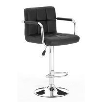 Stocam Black Faux Leather Bar Chairs With Chrome Base In A Pair