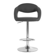 Talore Grey Faux Leather Bar Chairs With Chrome Base In A Pair