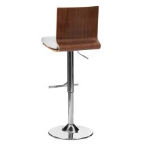 Savial Wooden Bar Stool In Walnut With White Leather Seat