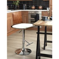 Savial Wooden Bar Stool In Walnut With White Leather Seat