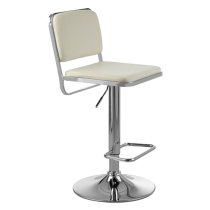 Porrima White Leather Seat And Chrome Base Bar Stool