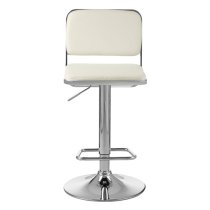 Porrima White Leather Seat And Chrome Base Bar Stool