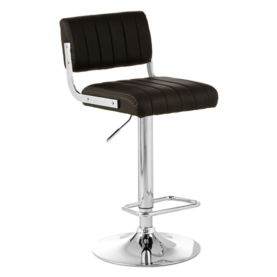 Porrima Channel Design Leather Seat Bar Stool In Black