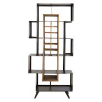 Masoka Wooden Shelving Unit With Black Frame In Natural