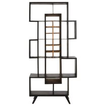 Masoka Wooden Shelving Unit With Black Frame In Natural