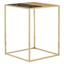 Sauna Square Agate Stone Side Table With Gold Steel Frame