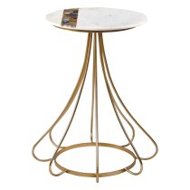 Arenza Round White Marble Side Table With Gold Frame