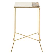 Arenza Square White Marble Side Table With Gold Base