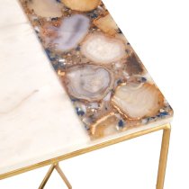 Arenza Square White Marble Side Table With Gold Base