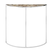 Sauna Half Moon White Agate Console Table With Silver Frame