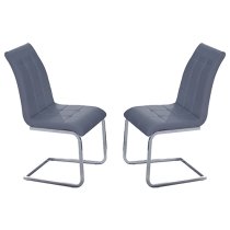 Paris Grey Faux Leather Dining Chairs In Pair