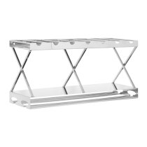 Kurhah 2 Tier 7 Bottles Steel Wine Rack In Silver