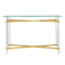 Clarox Rectangular Glass Coffee Table In Clear And Gold