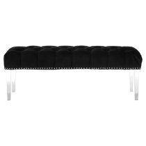 Clarox Upholstered Velvet Dining Bench In Black