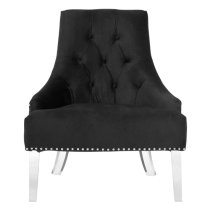 Clarox Button Tufted Fabric Accent Chair In Black