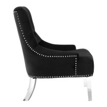 Clarox Button Tufted Fabric Accent Chair In Black