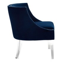 Clarox Upholstered Curved Velvet Armchair In Blue