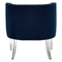 Clarox Upholstered Curved Velvet Armchair In Blue