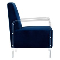 Clarox Upholstered Velvet Accent Chair In Blue